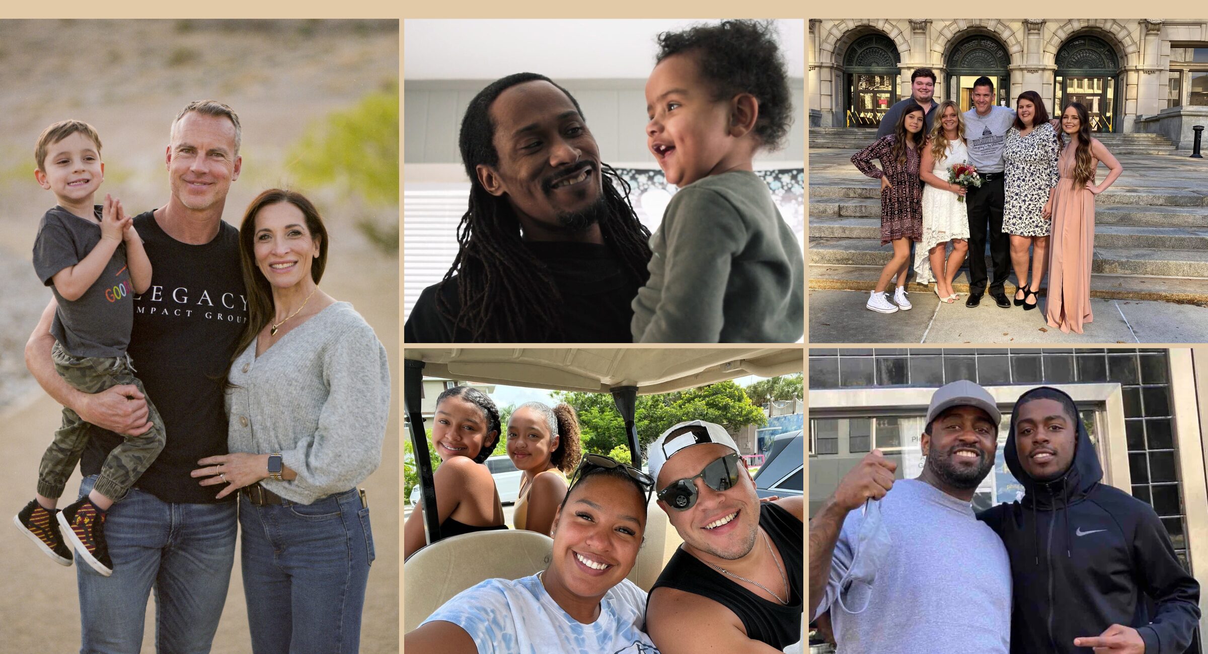 Father's Day montage of Adam Clausen, Daniel Brown, Andre Cooper, Duke Tanner, and Noel Barrientos